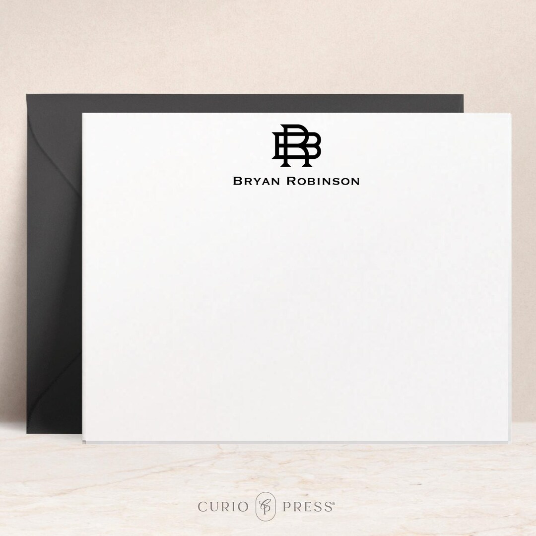 Personalized Monogram Note Cards With Envelopes | Custom Professional ...