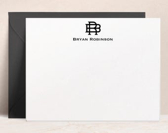 Puede incluir: Tarjeta de papelería blanca con un monograma negro de las letras "BR" y el texto "Bryan Robinson" impreso debajo.