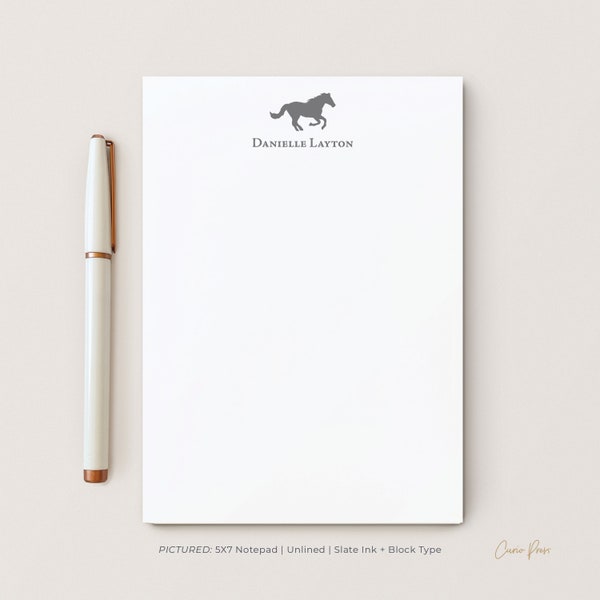 Personalized Horse Notepad, Equine Stationery - Stationary 5x7 or 8x10 Notepad, Gift for Horse Animal Lover, Horseback Rider, Horse Pad