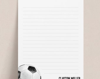Personalized Soccer Notepad | Custom Sports Stationery Pad for Kids Players Coaches, Lined or Unlined, Gift for Boys