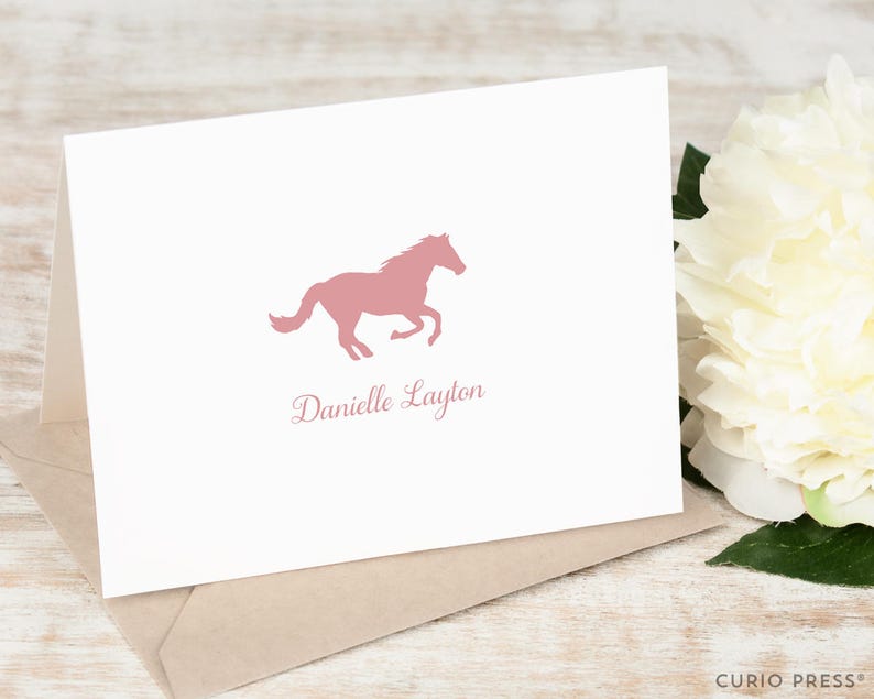 Personalized Folded Note Card Set  Horse Stationery  Stationary Notecard Set  Equestrian Professional Stationary  HORSE