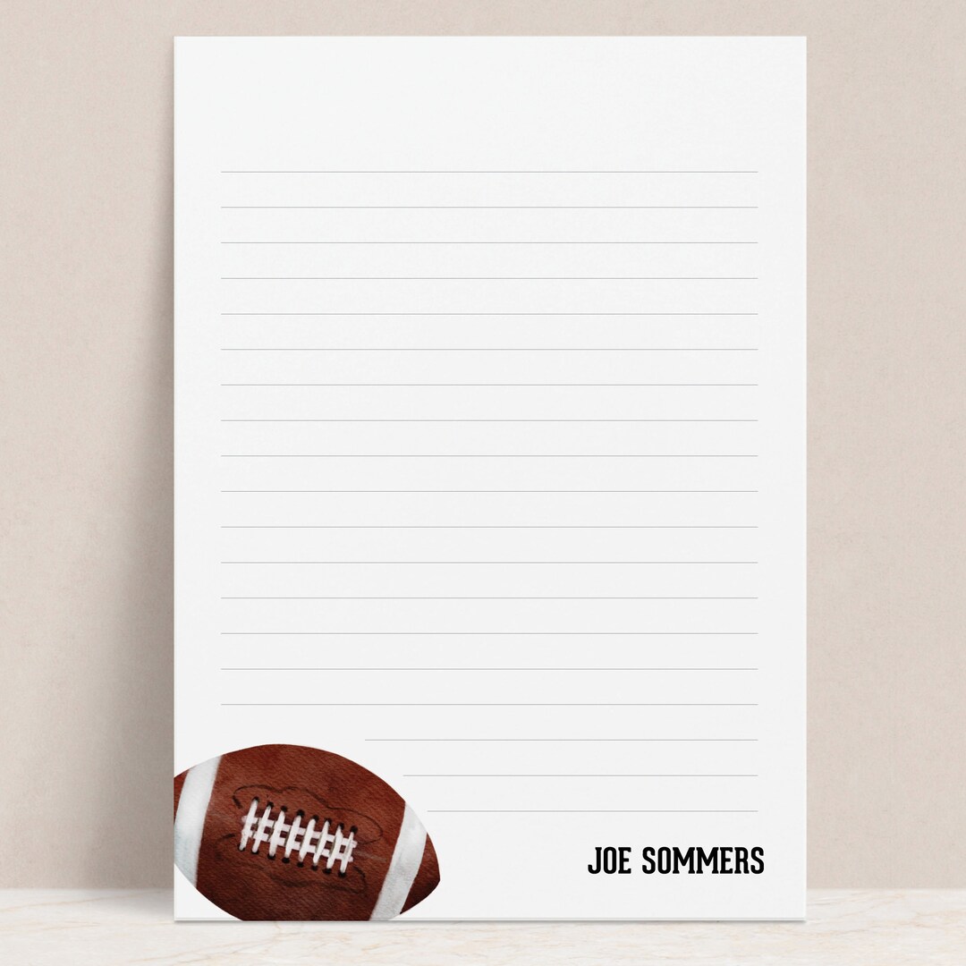 Personalized Football Notepad | Custom Sports Stationery Letter Writing ...