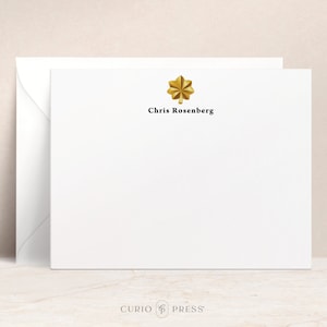Personalized Military Officer Stationery Set with Rank, Personalized Flat Card Stationary, Professional Ranking Gift, Military Ranks Flat
