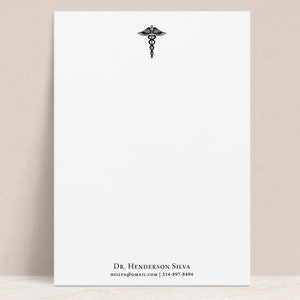 Custom Doctor Notepad with Caduceus, Personalized Medical Pad with Name & Contact Info, Gift for Physician, Nurse, Med Student, Caduceus Pad