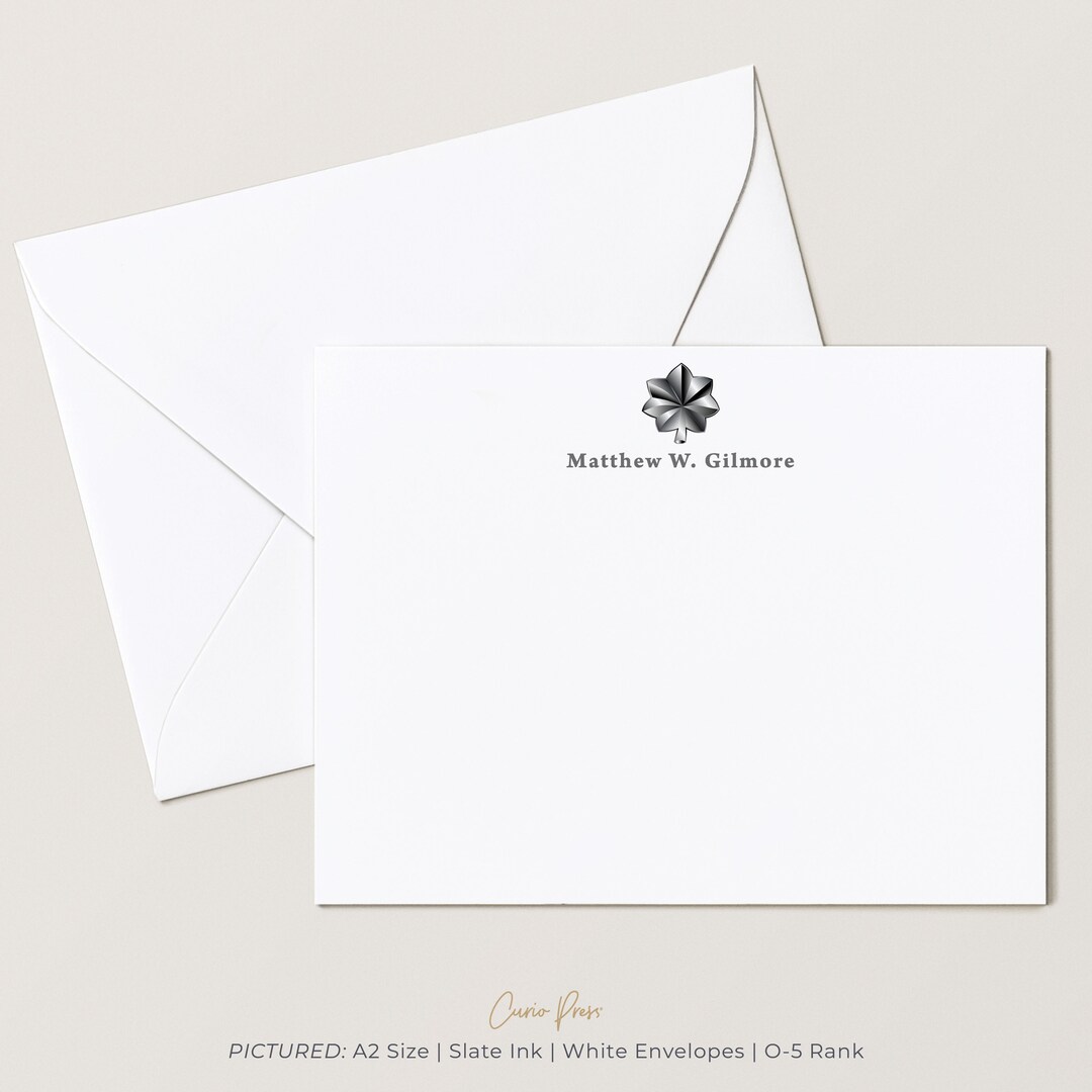Personalized Military Officer Stationery Set With Rank, Personalized