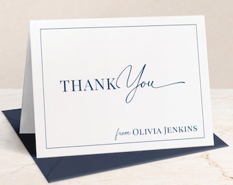 Personalized Thank You Cards with Envelopes | Folded Custom Stationery Thank You Notes for Wedding Graduation Funeral Shower