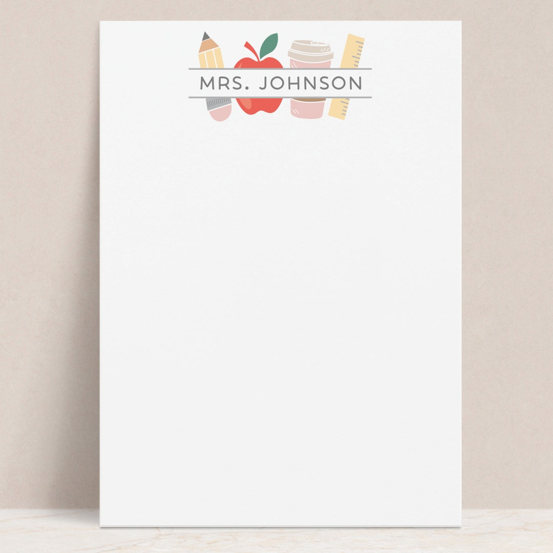 Personalized Teacher Notepad | Custom Pencil Apple Coffee Design ...