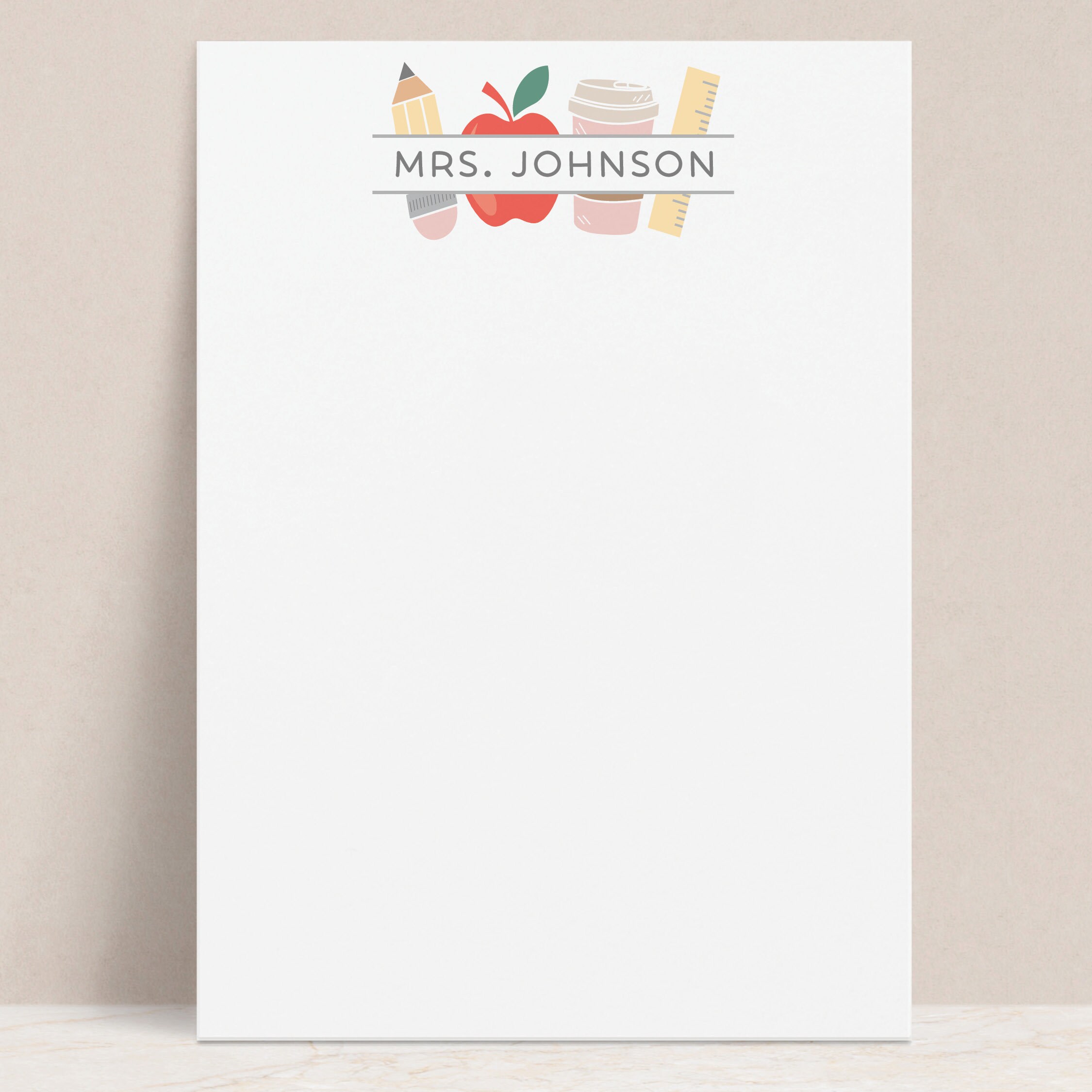 Personalized Teacher Notepad | Custom Pencil Apple Coffee Design ...