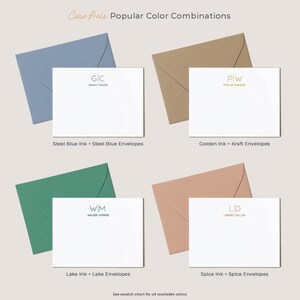 Simple Personalized Monogram Flat Card and Envelopes, Custom Men's Cards with Name and Monogrammed, 4.25 x 5.5 or 5x7 Size, Thin Line Flat image 4