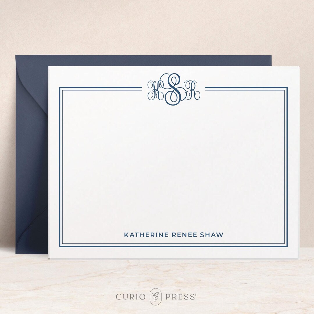 Personalized Monogram Note Cards With Envelopes | Preppy 3 Letter ...
