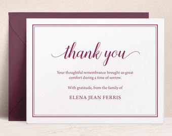 Personalized Funeral Thank You Cards | After Service from the Family Of, Memorial Thank You, Sympathy Acknowledgement Stationary Notecards