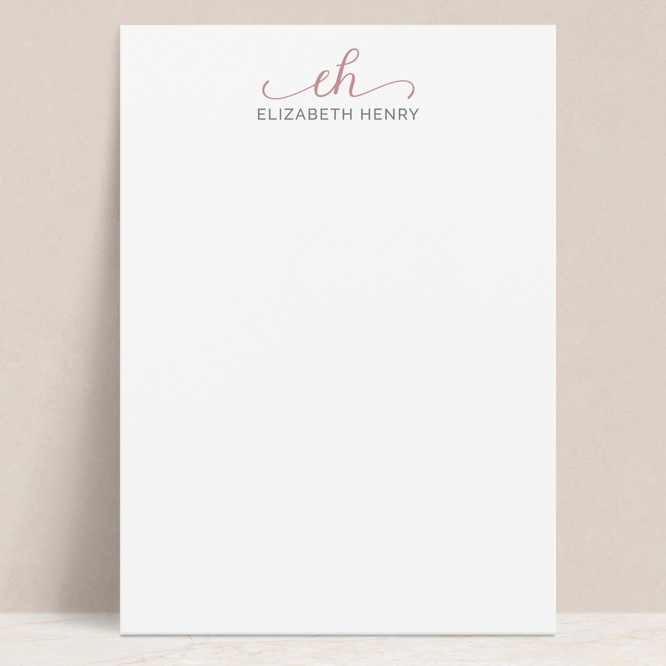 Personalized Monogram Notepad | Calligraphy Initial Custom Stationery ...