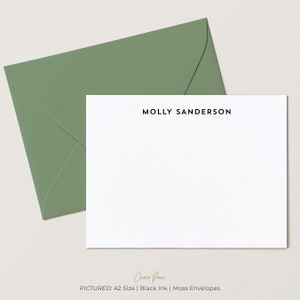 Note Cards Personalized with Name, Modern Simple Professional Design Notecard & Envelopes for Men,4.25 x 5.5 or 5x7 Sizes, Minimalist Flat