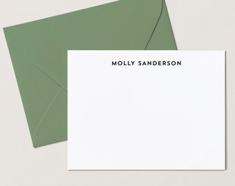 Note Cards Personalized with Name, Modern Simple Professional Design Notecard & Envelopes for Men,4.25 x 5.5 or 5x7 Sizes, Minimalist Flat