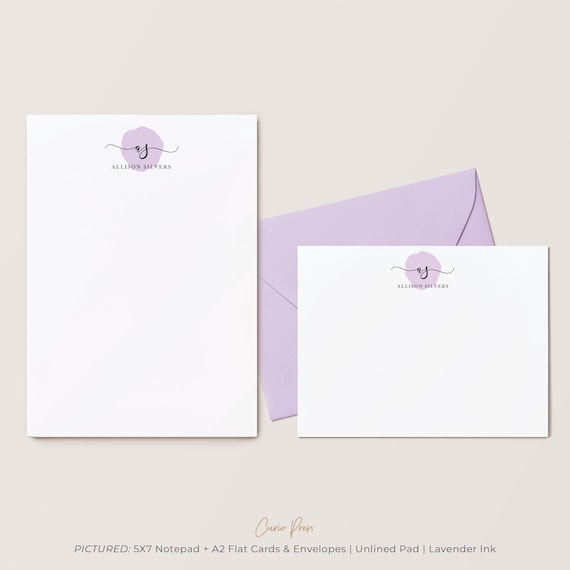 Personalized Monogrammed Stationery Set for Women With Cards With