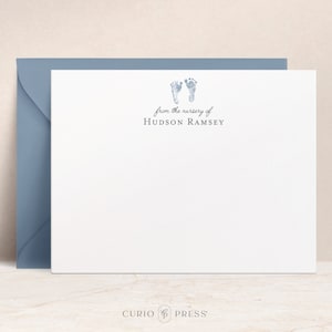 Personalized Baby Thank You Notes with Footprints, From the Nursery of Flat Note Cards, Baby Shower, Newborn Thank You Cards for New Moms Bild 1