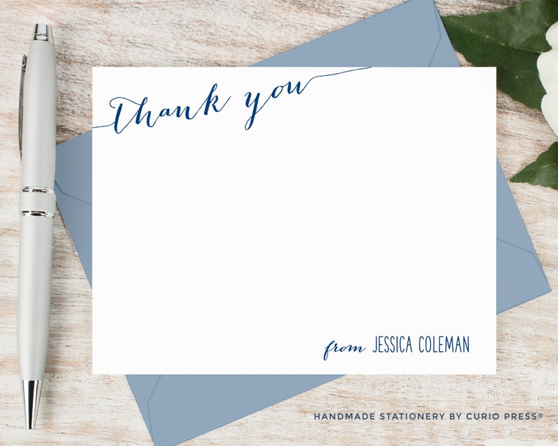Personalized Thank You Card Set / Flat Personalized Stationary Etsy