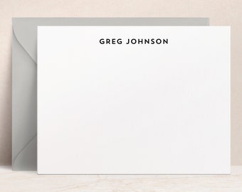 Personalized Note Cards with Envelopes | Custom Flat Stationery for Men, Professional Work Stationary Gift for Him Her Office