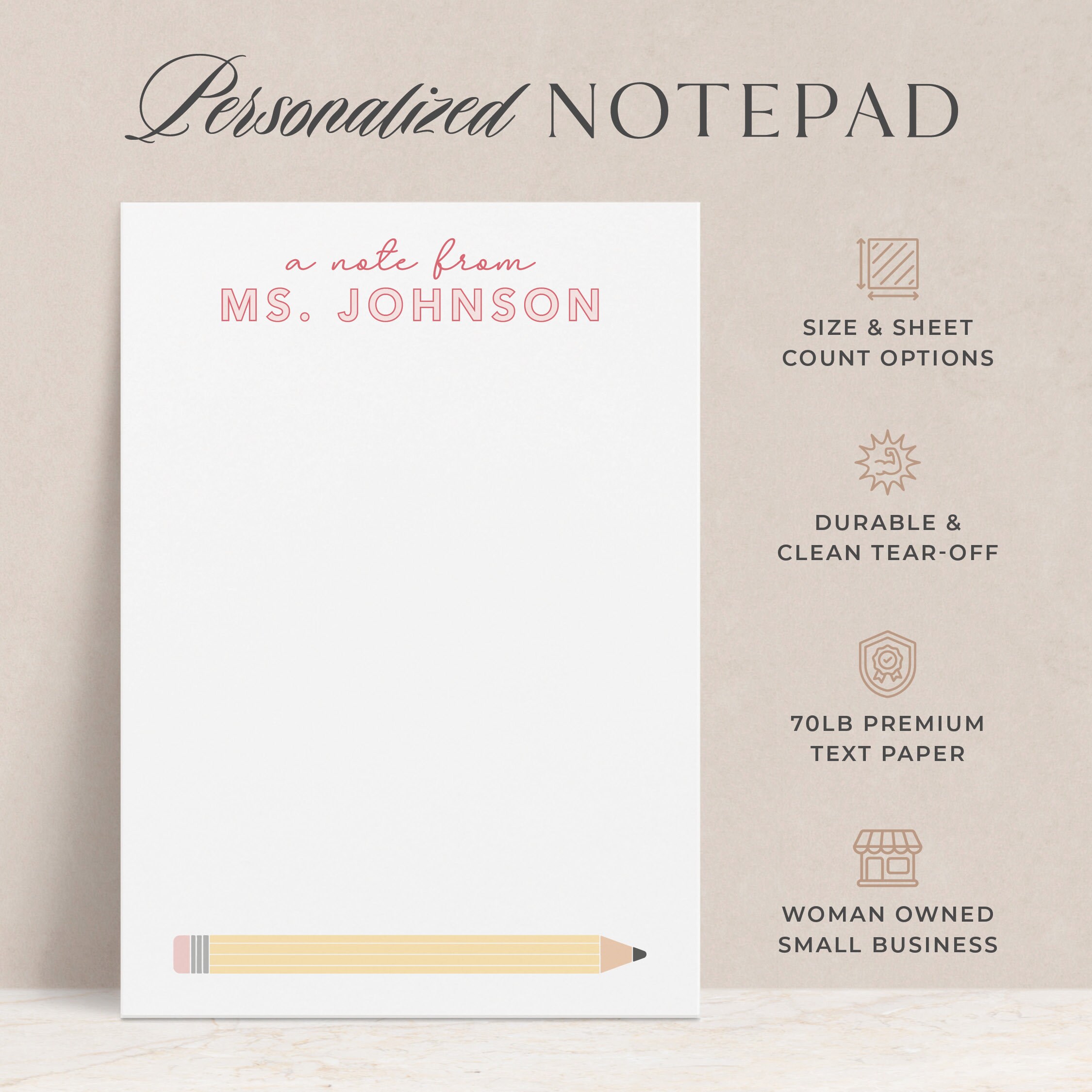 Personalized Teacher Notepad | A Note From Custom School Stationery ...