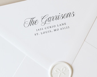 Personalized Script Calligraphy Return Address Stamp Self Inking | Custom Stamp for Envelopes, Housewarming Wedding Newlywed New Home Gift