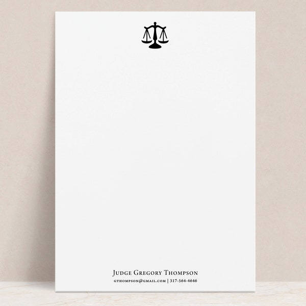 Personalized Lawyer Notepad with Scales of Justice | Custom Attorney Stationery Pad, Gift for Judge Paralegal Law Student