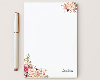 Personalized Notepad - PAINTED FLORALS I NOTEPAD - Stationery / Stationary 5x7 or 8x10 Notepad - rustic floral peonies watercolor notes