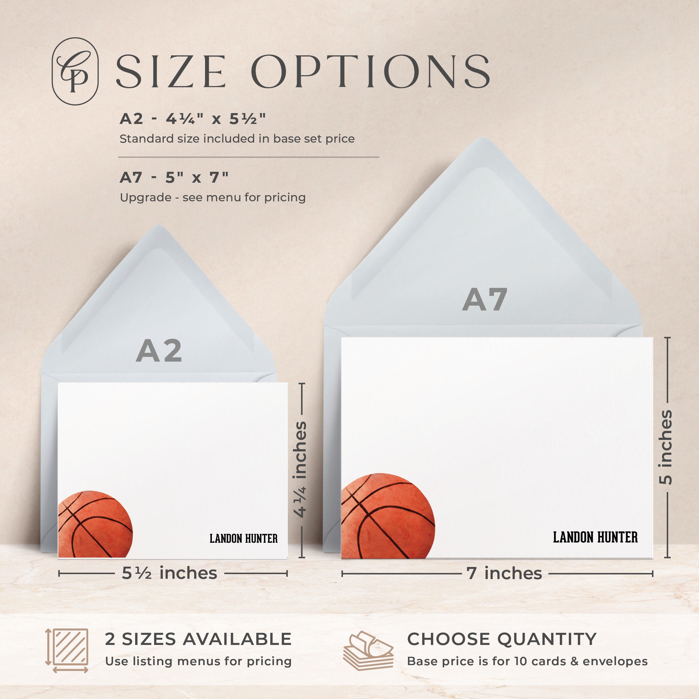 Personalized Basketball Note Cards With Envelopes | Custom Sports ...