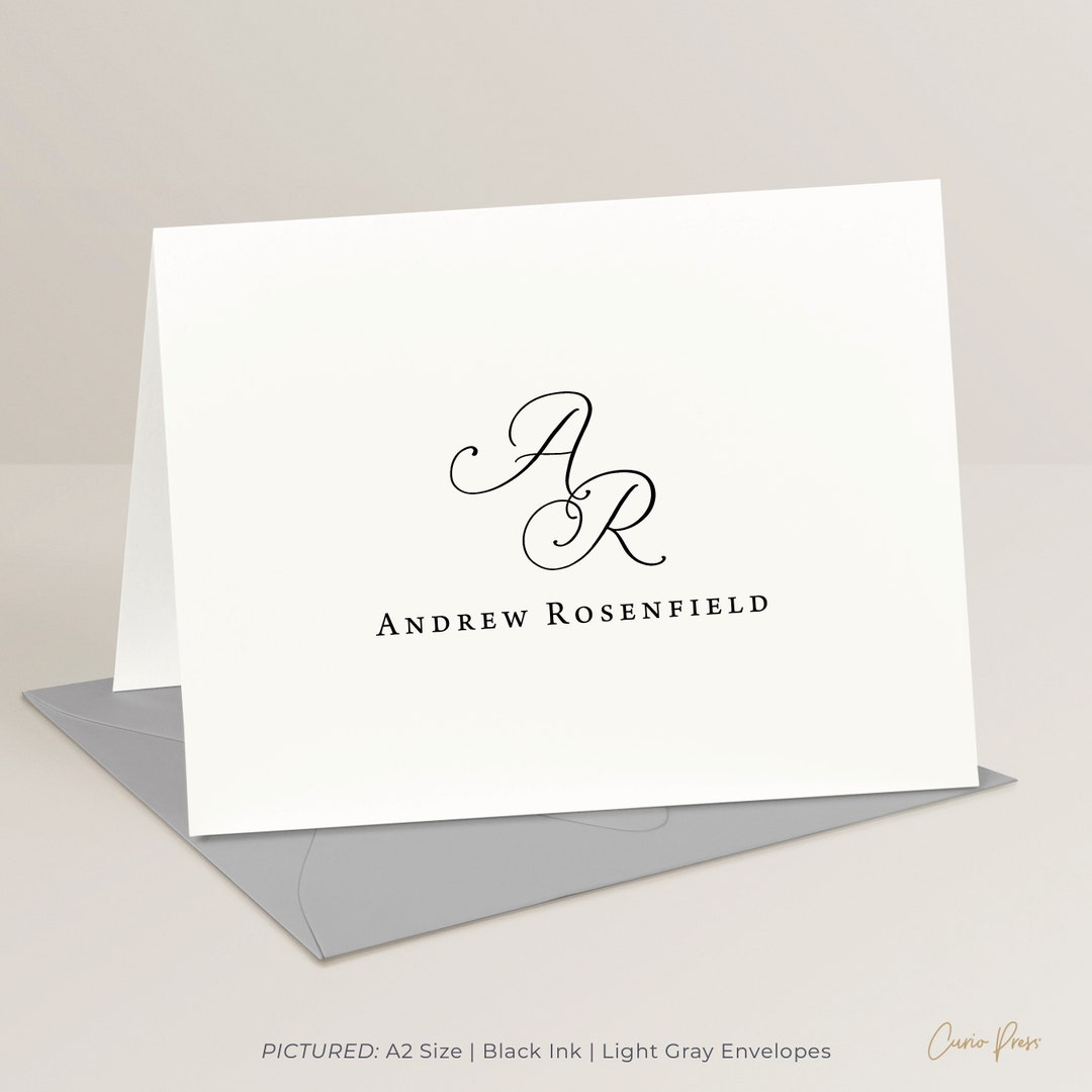 Classic Monogram Stationary Set, Two Letter Momogram, Personalized ...