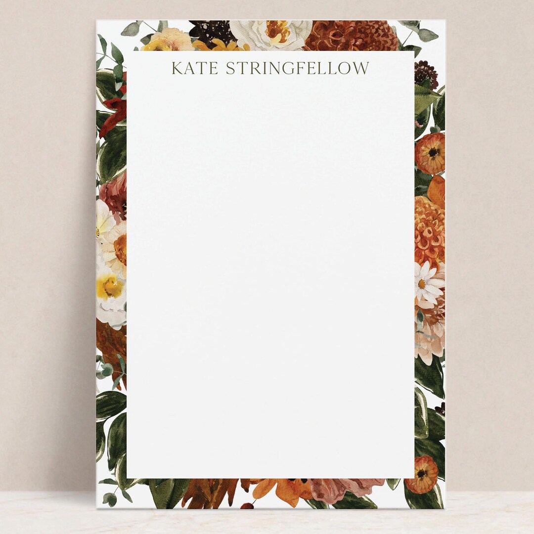 Personalized Dahlia Flower Notepad | Custom Floral Stationery Pad, Boho ...