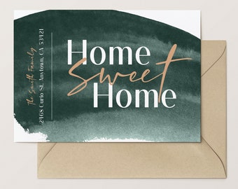 Home Sweet Home, Moving Announcement, New Address Card, Address Change, Artisan Announcement, Watercolor Swash /// SWEET HOME