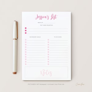 Daily Goals Notepad, Planner Pad with 50 pages and Beautiful Content Blocks, To-Do Organization Pad, 5 x 7 or 8 x 10 Notepad, Goals Pad
