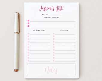 Daily Goals Notepad, Planner Pad with 50 pages and Beautiful Content Blocks, To-Do Organization Pad, 5 x 7 or 8 x 10 Notepad, Goals Pad