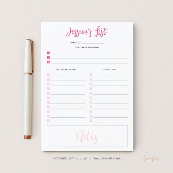 Daily Goals Notepad, Planner Pad with 50 pages and Beautiful Content Blocks, To-Do Organization Pad, 5 x 7 or 8 x 10 Notepad, Goals Pad