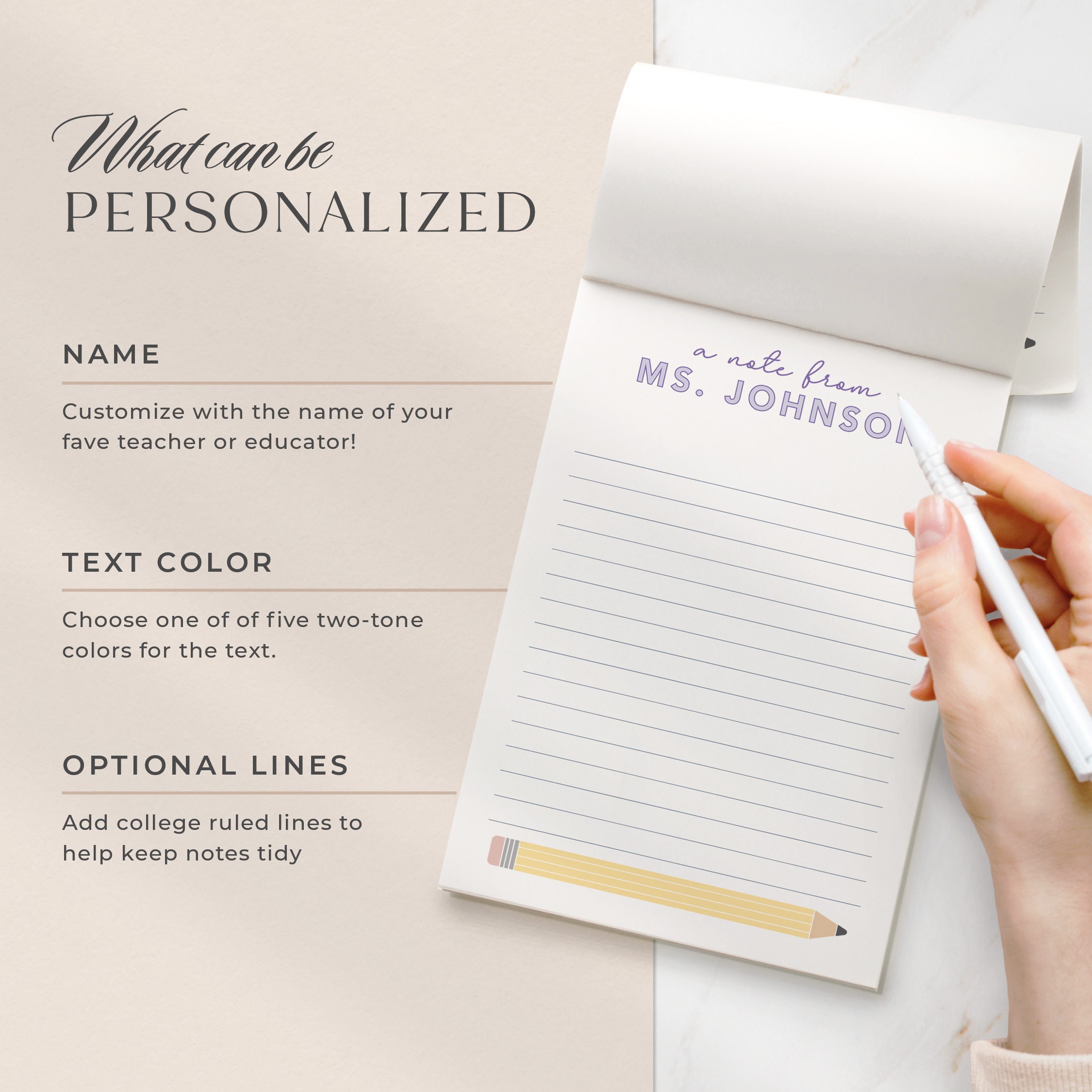 Personalized Teacher Notepad | A Note From Custom School Stationery ...