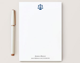 Custom Lawyer Notepad, Personalized Stationary, Gift for Lawyer Attorney Student, Gift, 5 x 7 or 8 x 10 Notepad with 50 Sheets, Justice Pad