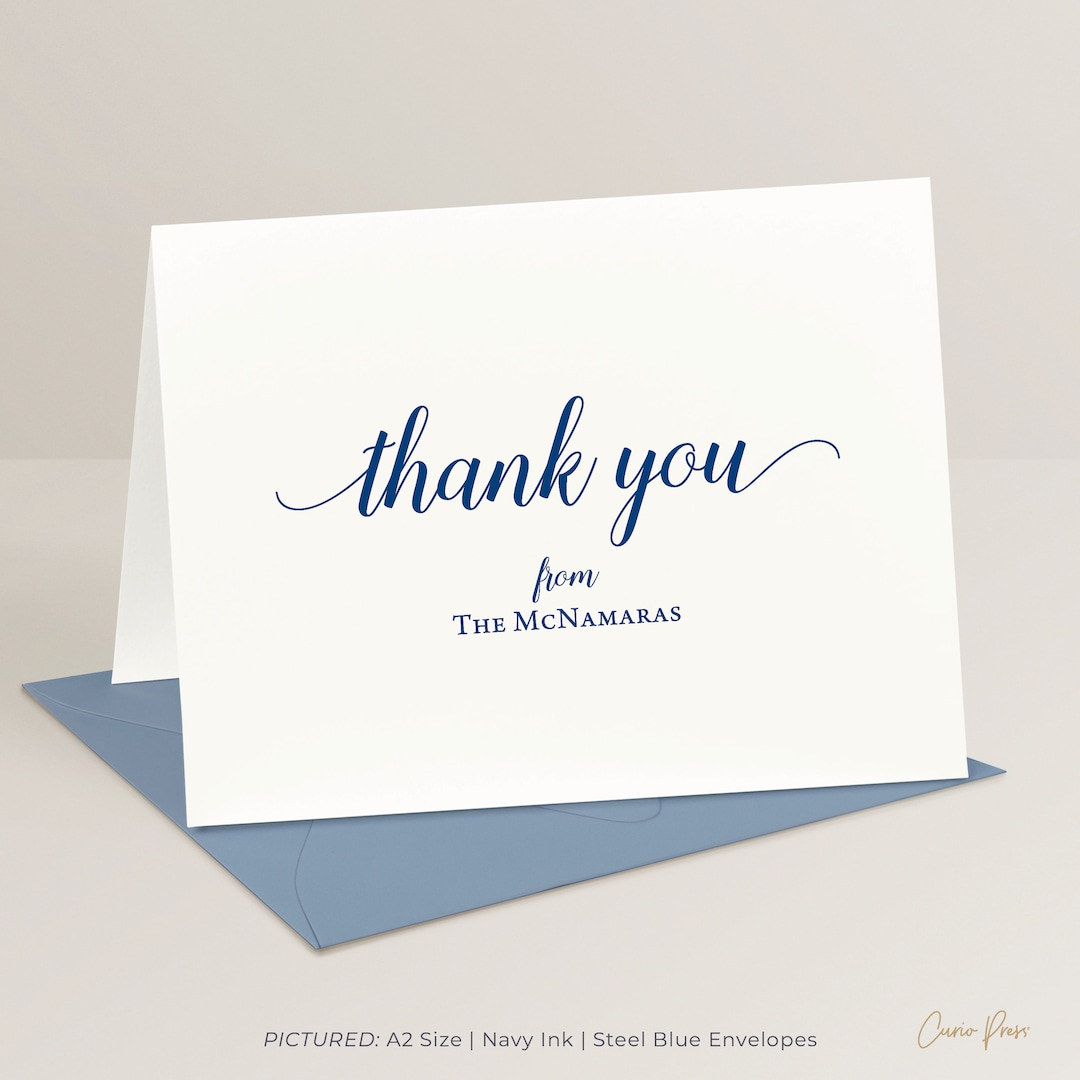 Personalized Folded Notecards / Script Pretty Note Cards / - Etsy