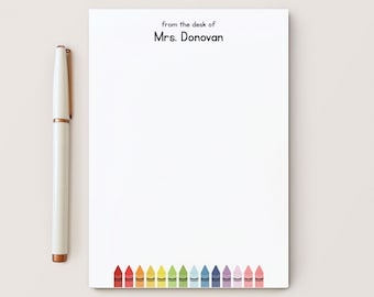 Personalized Notepad, Teacher Appreciation Gift for Students, Art Teacher, Gift from kid, 5 x 7 or 8 x 10 size 50 Sheets, Crayons Pad