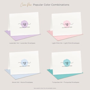 Folded Note Cards with Monogram and Name, Personalized Fold Over Monogrammed Stationery Set, 4.25 x 5.5 or 5 x 7, Delicate Mono Fold image 4