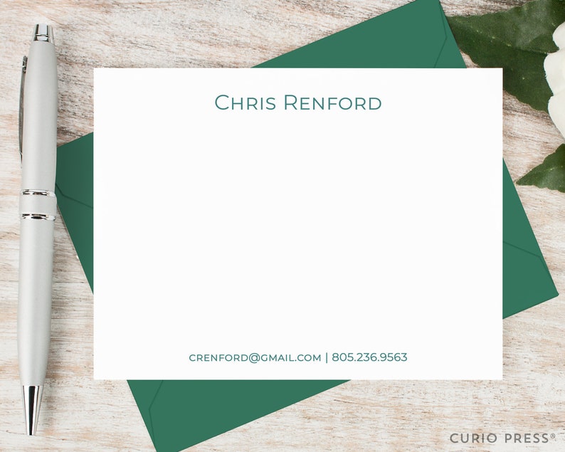 Personalized Notecard Set Set of Flat Personalized Stationery Simple Elegant Professional Classy Stationary Cards ESSENTIALS