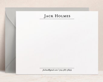 Personalized Business Note Cards with Envelopes | Custom Stationery for Men with Contact Info, Office Stationary Client Gift for Him