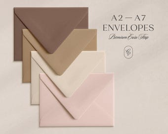 25 Heavyweight Colored Envelopes with Pointed Euro Flap, A2 (4 3/8 x 5 3/4 inch) or A7 (5 1/4 x 7 1/4 inch) Size, Choose Color & Quantity
