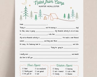 Summer Camp Fill in the Blank Notepad for Kids | Personalized Letters from Camp Stationery Pad for Boys Girls Campers