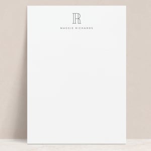 Personalized Bold Notepad Stationery with Name and Monogram Initial for Men or Women - Monogrammed To Do List Note Pad - Outline Mono Pad