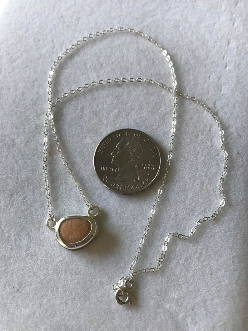 Peach Moonstone and Sterling Silver Charm Necklace