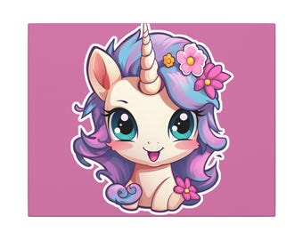 Impresión en lienzo de unicornio caprichoso: arte colorido para la pared de la habitación de los niños