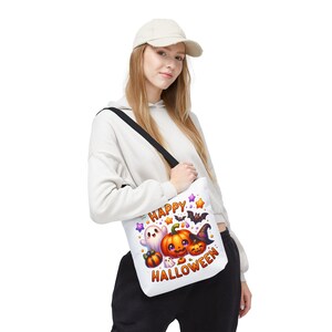 Halloween Tote Bag, Cute Pumpkin Ghost Halloween Tote, Trick or Treat Bag, Spooky Season Accessory, Fall Festival Shopping Bag