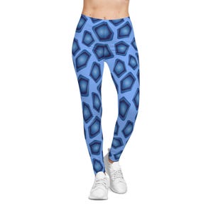 Blue Geometric Leggings: Women&#39;s Athleisure Yoga Pants