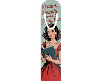 Literary Bookmark: Brains Beauty Aluminum Reader Gift