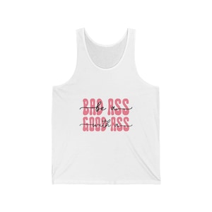 Bad Ass Jersey Tank - Unisex Summer Apparel, Motivational Workout Gear, Casual Lounge Top, Gifts for Fitness Lovers, Trendy Graphic Tee