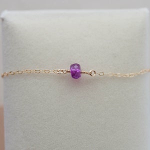 Sapphire Bracelet for Women, Solitaire Sapphire Bracelet Minimalism, September Birthstone Bracelet, Genuine Sapphire Magenta Collection image 1